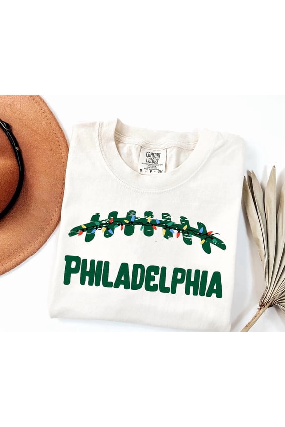 Philadelphia Football Holiday Lights Philly Game Day Fan Top Cozy Festive T-Shirt