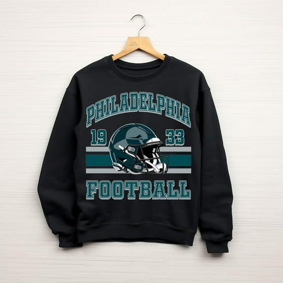 Philadelphia Football Sweatshirt ,Vintage Eagles Crewneck, Philly Game Day Shirt,Black Color,Size L