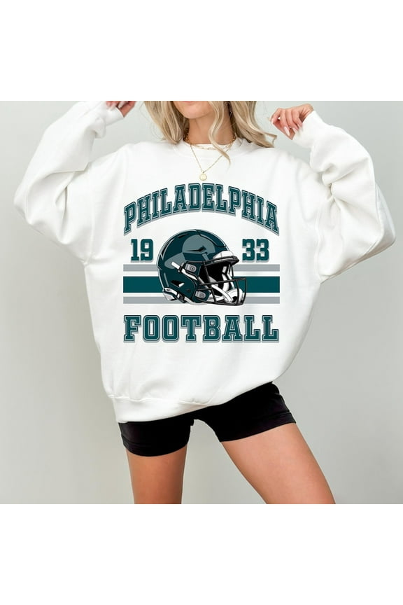 Philadelphia Football Sweatshirt ,Vintage Eagles Crewneck, Philly Game Day Shirt,White Color,Size XL