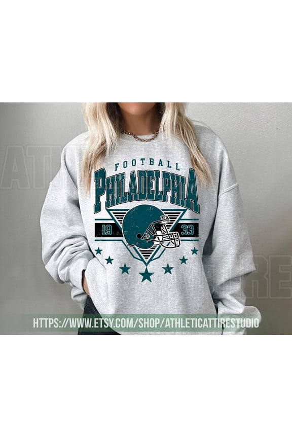 Philadelphia Football Vintage Sweatshirt, Eagle Football Shirt,Sport Grey Color,Size L