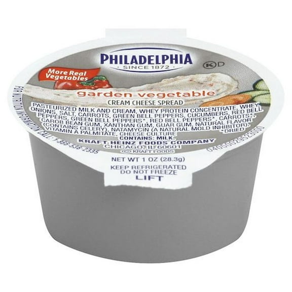 Philadelphia Garden Vegetable Cream Cheese, 1 Ounce -- 100 per Case.