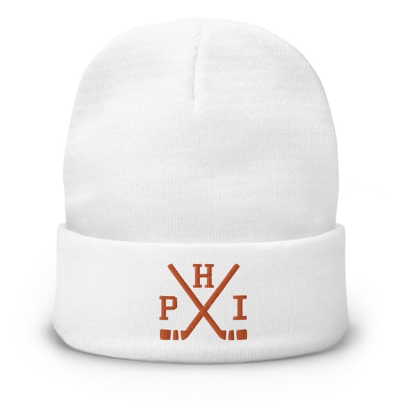 Philadelphia Hockey Sticks Retro PHI Winter Beanie Cap Hat (White)