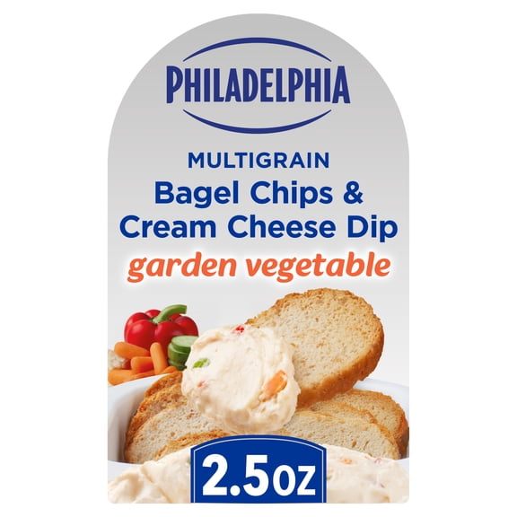 Philadelphia Multigrain Bagel Chips & Garden Vegetable Cream Cheese Dip, 2.5 oz Tray