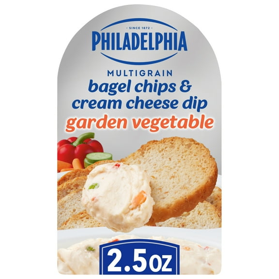 Philadelphia Multigrain Bagel Chips & Garden Vegetable Cream Cheese Dip, 2.5 oz Tray