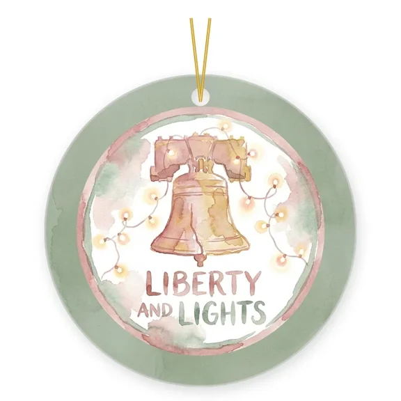 Philadelphia Native Liberty Bell Ornament For History Buffs 2D FLAT CIRCLE Ceramic Ornament