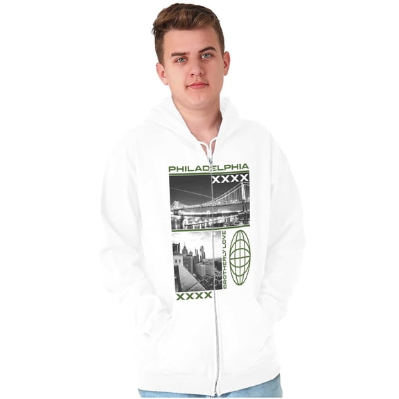 Philadelphia PA City Brotherly Love Unisex Fleece Graphic Zip Up Hoodie Brisco Brands 5X