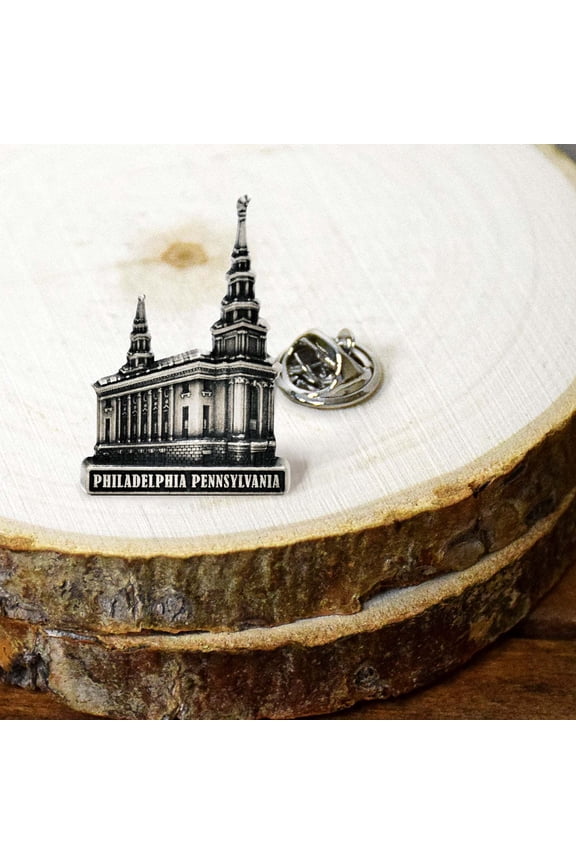 Philadelphia Pennsylvania 3/4" Antique Silver Temple Pin by Ringmasters