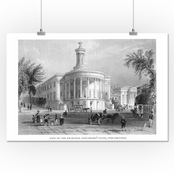 Philadelphia, Pennsylvania - Exterior View of the Exchange and Girard's Bank (16x24 Giclee Gallery Print, Wall Decor Travel Poster)