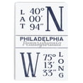 thumbnail image 1 of Philadelphia, Pennsylvania, Latitude and Longitude (Blue) (12x18 Aluminum Art, Indoor Outdoor Metal Sign Decor), 1 of 5
