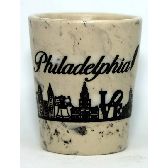 Philadelphia Pennsylvania White Marble Ceramic Shot Glass