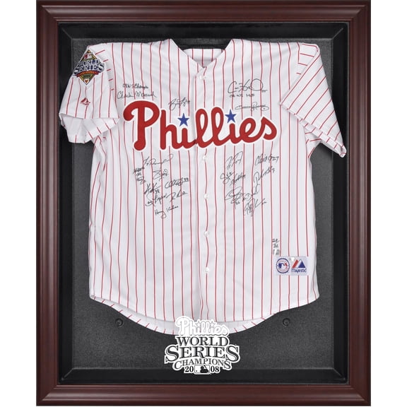 Philadelphia Phillies 2008 World Series Champions Mahogany Framed Logo Jersey Display Case