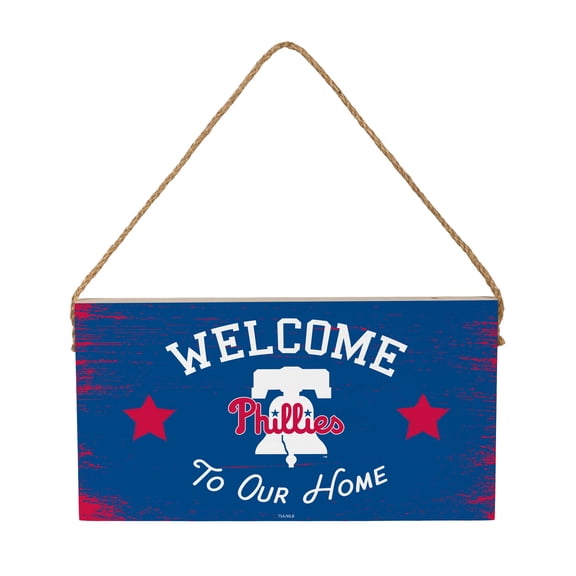 Philadelphia Phillies 6" x 11" Welcome Home Wood Wall Sign with Rope Hanger