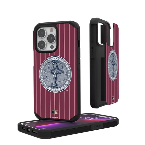 Philadelphia Phillies Primary Logo iPhone Pinstripe Cooperstown Design Rugged Case