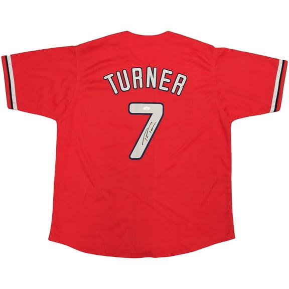 Philadelphia Phillies Trea Turner Autographed Red Jersey JSA 234073
