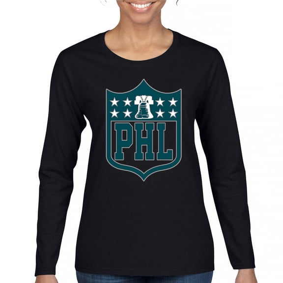 Philadelphia Shield Women's Long Sleeve T-shirt Birds Football Fan Bleed Green Philly