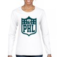 thumbnail image 1 of Philadelphia Shield Women's Long Sleeve T-shirt Birds Football Fan Bleed Green Philly, 1 of 7