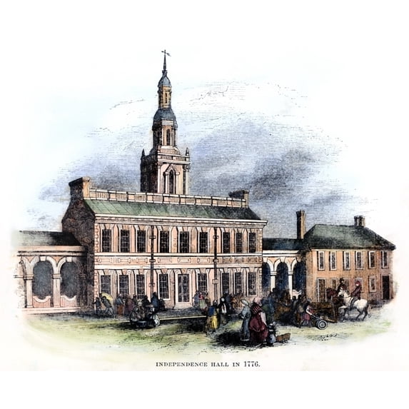 Philadelphia State House. Nindependence Hall Philadelphia Colored Engraving American 19Th Century.