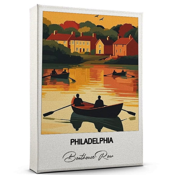 Philadelphia Travel Art Canvas – Modern Wall Art Inspired by Boathouse Row Canvas – Great Gift for Travel Lovers – Ready to Hang