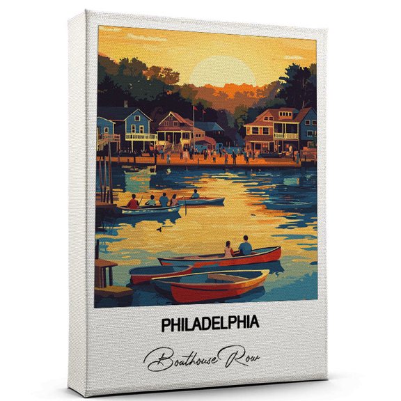 Philadelphia Travel Print on Canvas  Boathouse Row Canvas  Great for Travel Enthusiasts, Perfect for Home & Office Decor