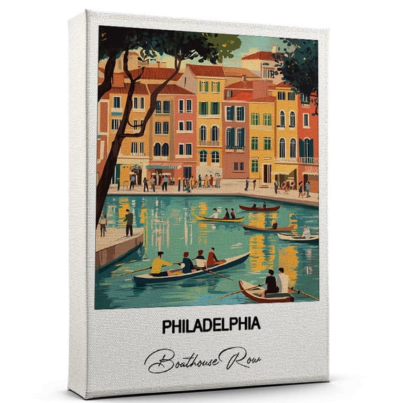 Philadelphia Travel Scenic Canvas Wall Art -Boathouse Row Canvas  Nature-Inspired Print for Bedroom, Living Room, or Office  Travel Gift