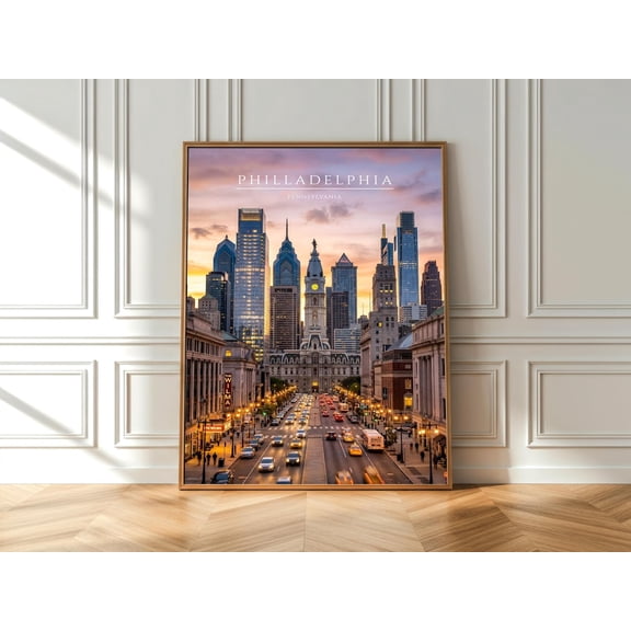 Philadelphia Wall Art Philly Skyline Usa City Print Decor, Unframed Paper Print