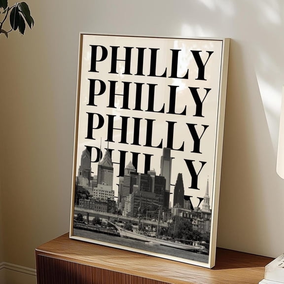 Philadelphia Wall Art Print Black White Minimalist Philly Skyline Print Philadelphia Artwork Pennsylvania Decor Home Decor #465, Unframed Poster Size 8x12
