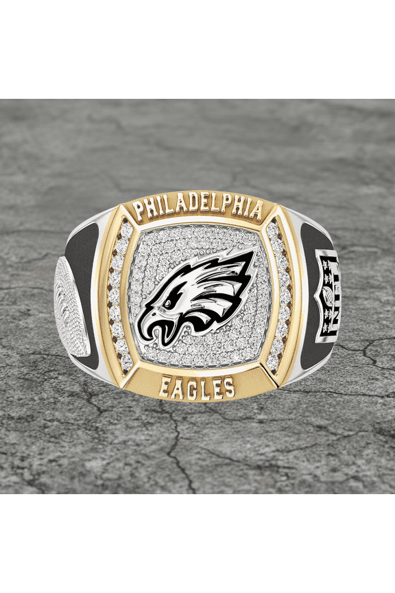 #PhiladelphiaEagles 1/2ctw Two Tone Yellow Gold and 925 Sterling Silver Championship Ring, University or College Students Graduation Ring