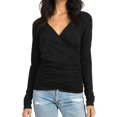 thumbnail image 1 of n:philanthropy Womens Mateese Wrap-Front Pullover Blouse, Black, Large, 1 of 2