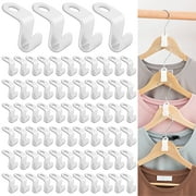 Philbinden 70PCS Clothes Hanger Connector Hooks Plastic Durable Extenders Clips Stackable Connection Hooks for Space Saving Outfit Hangers Cascading Hanger Hooks for Clothes Closet(White)