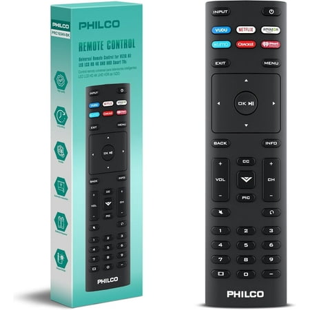 Philco Universal Remote Control, TV Remote Compatible for Vizio Universal Remote for Smart TV, LCD, LED, 3D, UHD TVs