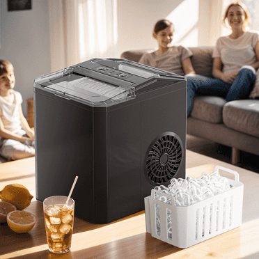 Philergo Countertop Ice Maker 26 lbs/24h 9 Cubes/6 Mins with Self-Cleaning Bullet Ice Maker for Home Office Bar Party