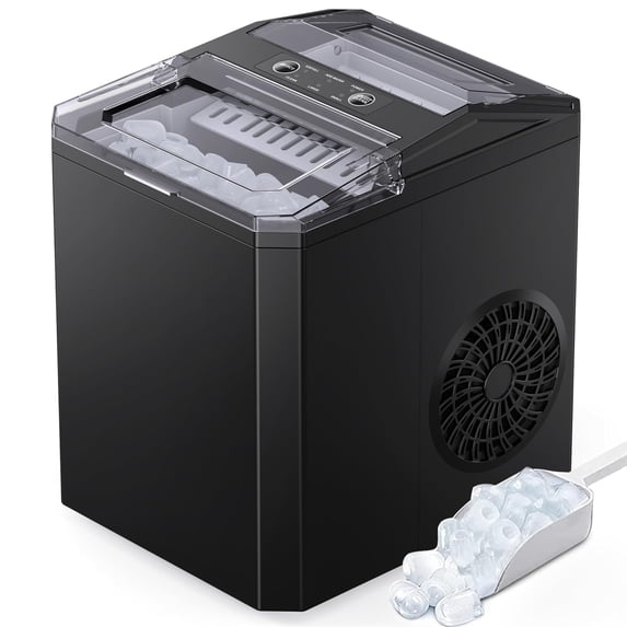 Philergo Countertop Ice Maker, Ice Maker Machine 6 Mins 9 Bullet Ice, 26.5lbs/24Hrs, Portable Ice Maker Machine with Self-Cleaning, Ice Scoop, and Basket