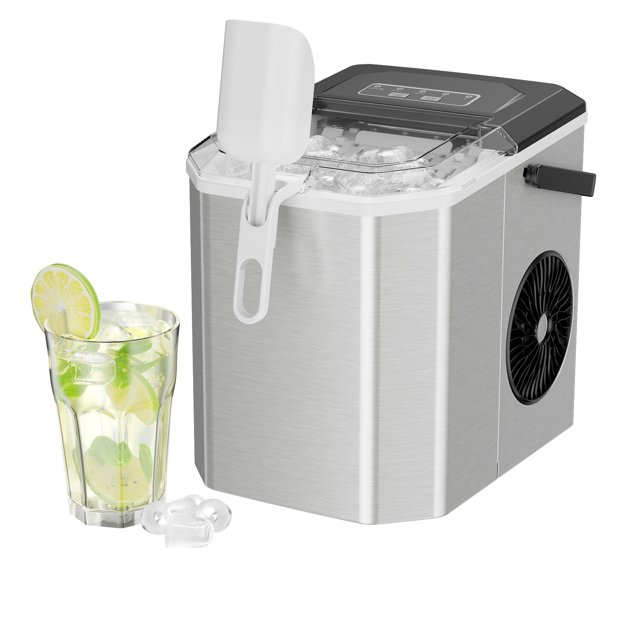 Philergo Countertop Ice Maker, SelfCleaning Portable Ice Machine, 9 Cubes in 6 Mins, 26lbs/24H