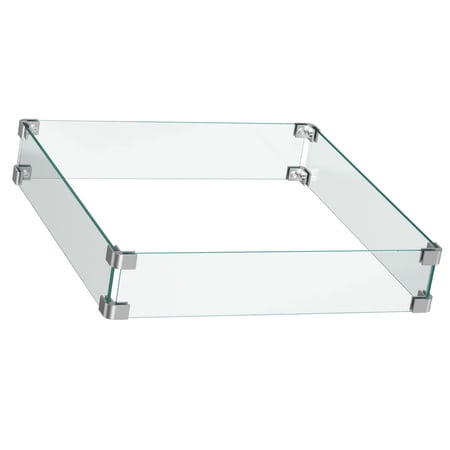 Philergo Fire Pit Wind Guard, Tempered Glass Wind Guard for 28/32 Inch Square Propane Fire Pits