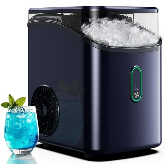 Philergo Nugget Ice Maker Countertop, Pebble Ice Maker with Soft Chewable Ice, 35 lbs/24 Hrs for Home, Kitchen, RV, Camping, Dark Blue