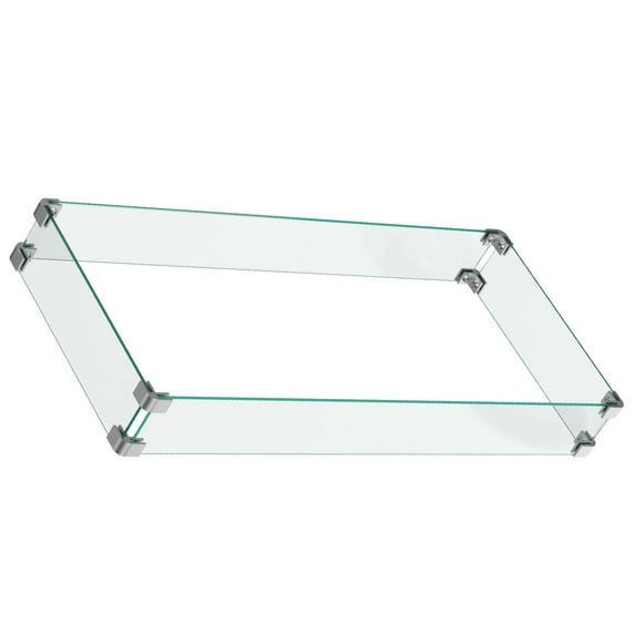 Philergo Rectangle Fire Pit Wind Guard, Tempered Glass Wind Guard for 42 Inch Propane Fire Pits