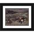 thumbnail image 1 of Philibert Rouvière 14x11 Black Ornate Wood Framed Double Matted Museum Art Print Titled: Battle Scene (1856), 1 of 5