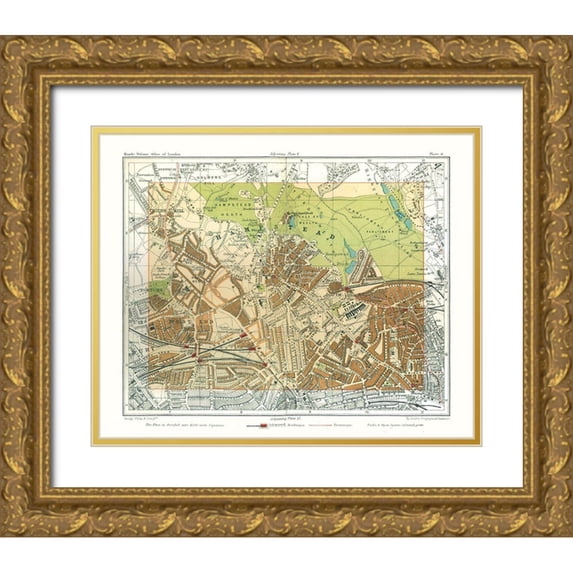 Philip 14x12 Gold Ornate Wood Framed with Double Matting Museum Art Print Titled - Hampstead London England - Philip 1904