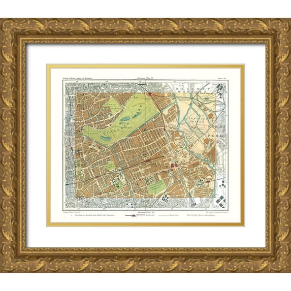 Philip 14x12 Gold Ornate Wood Framed with Double Matting Museum Art Print Titled - Victoria Park London England - Philip 1904