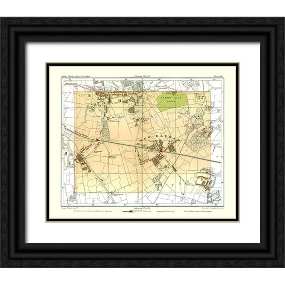 Philip 17x15 Black Ornate Wood Framed with Double Matting Museum Art Print Titled - New Eltham London England - Philip 1904