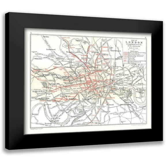 Philip 24x19 Black Modern Framed Museum Art Print Titled - London Tube Railways England - Philip 1904