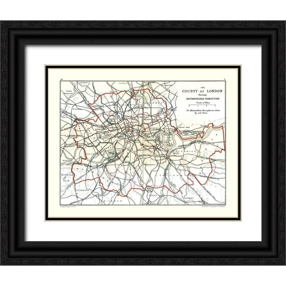 Philip 24x20 Black Ornate Wood Framed with Double Matting Museum Art Print Titled - London Metropolitan Borough England - Philip 1904
