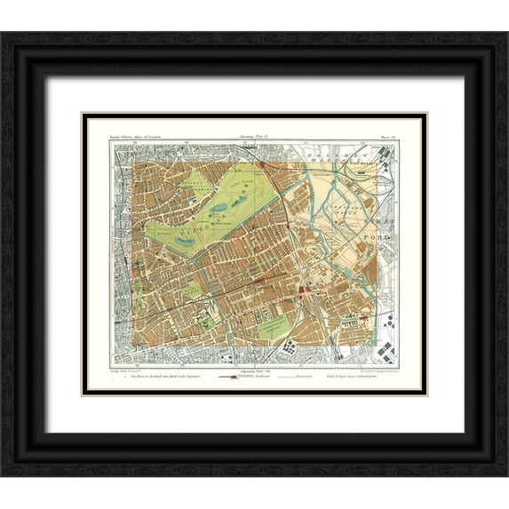 Philip 31x26 Black Ornate Wood Framed with Double Matting Museum Art Print Titled - Victoria Park London England - Philip 1904