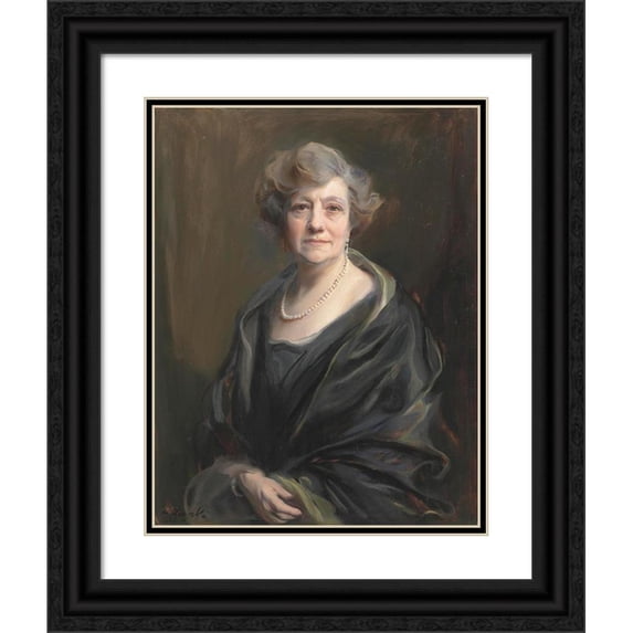 Philip Alexius de László 12x14 Black Ornate Wood Framed Double Matted Museum Art Print Titled: Portrait of Jean Garmany Brandt (1928)