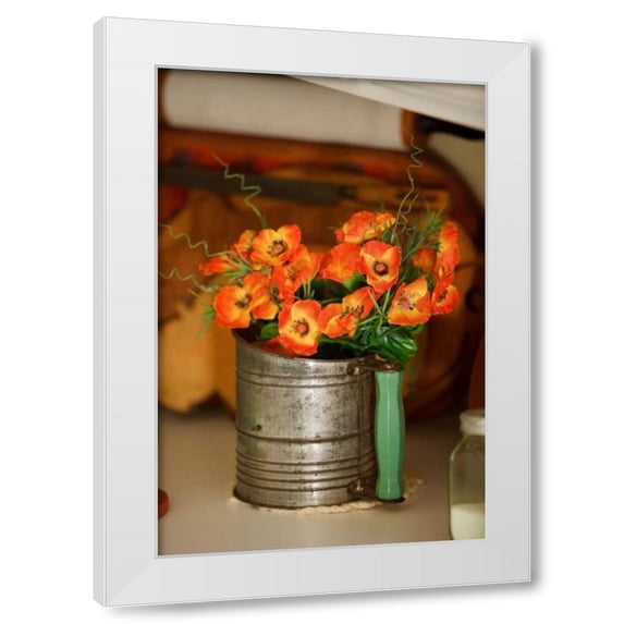 Philip Clayton-Thompson 11x14 White Modern Wood Framed Wall Art Titled - Flowers and Antiquities II