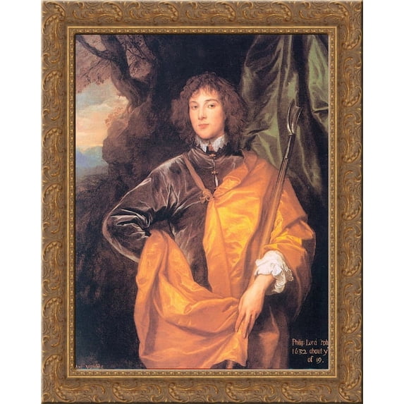 Philip, Fourth Lord Wharton 24x20 Gold Ornate Wood Framed Canvas Art by Anthony van Dyck