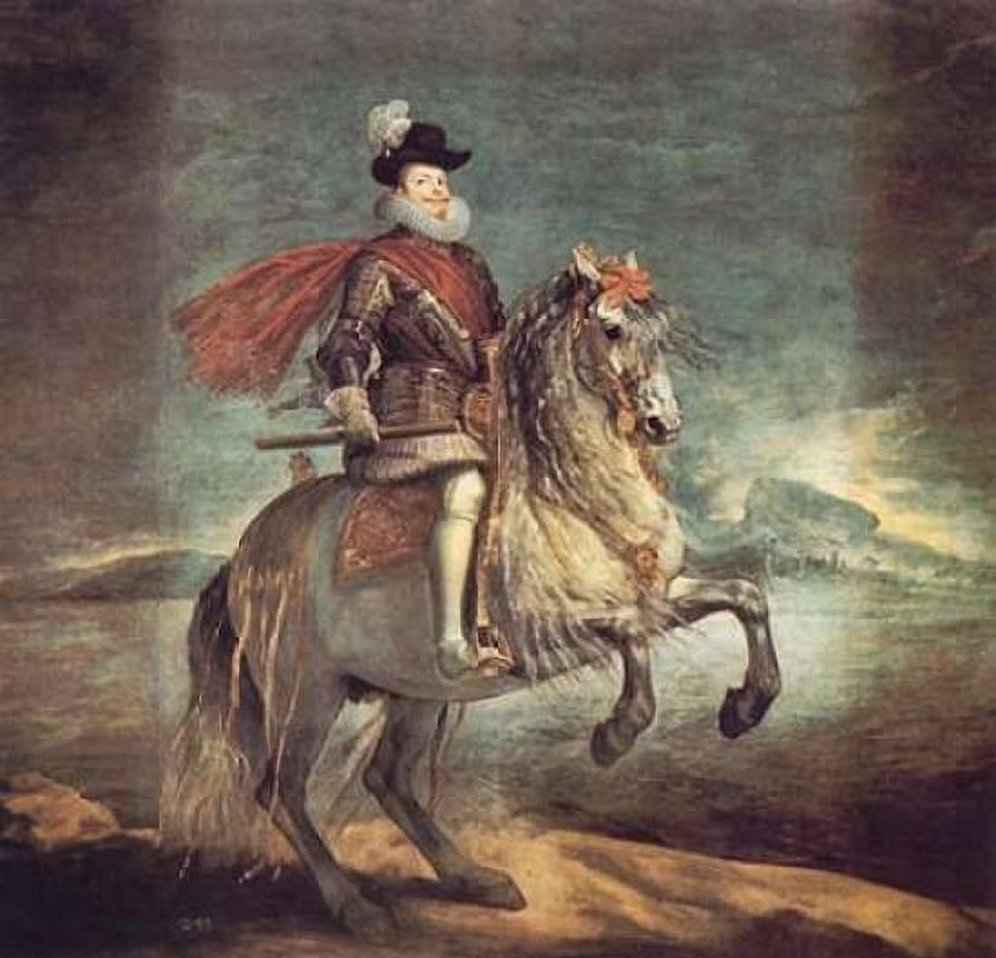 Philip III On Horseback Canvas Art - Diego Velazquez (24 x 24)