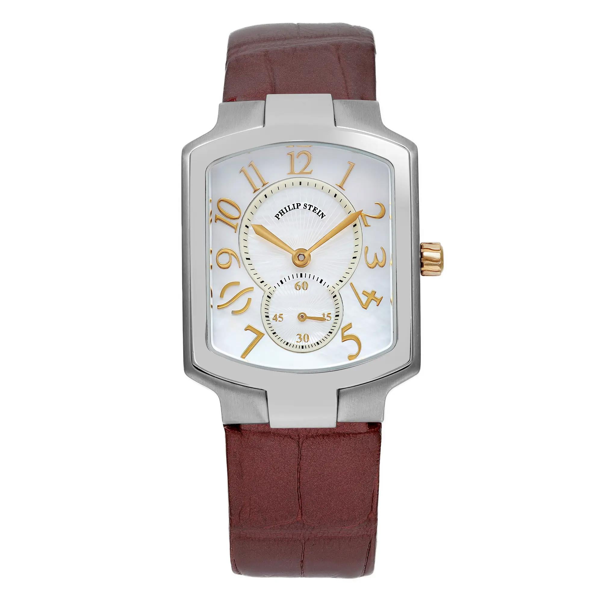 PHILIP STEIN Classic Square 28mm Steel MOP Dial Ladies Watch 21-GPMOP