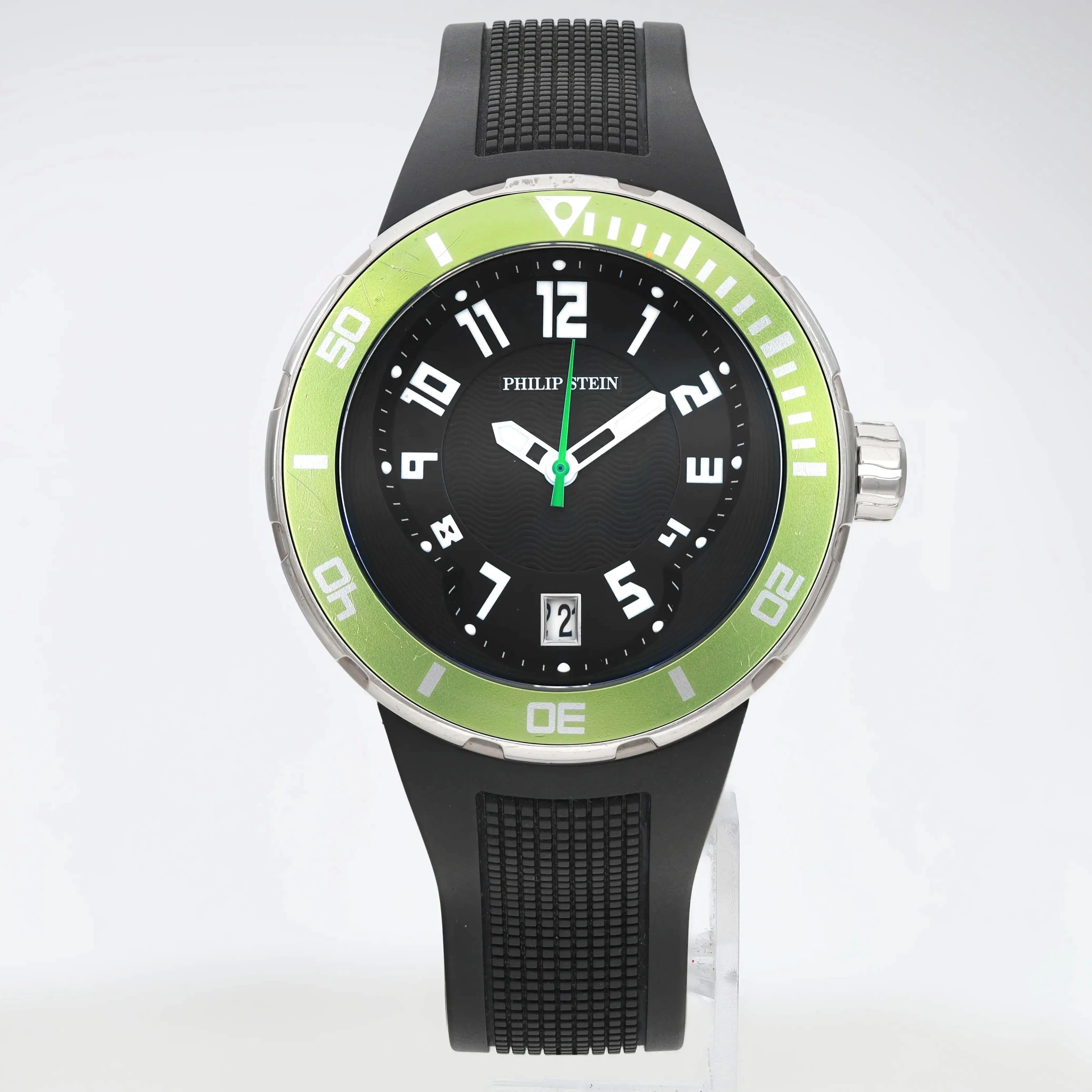 Pre-Owned Philip Stein Extreme 46mm Steel Black Dial Mens Quartz Watch 34-BGR-RB (Fair)