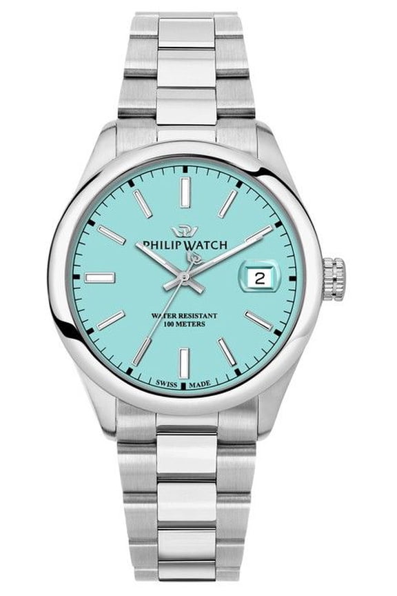 Swiss Made Caribe Urban Stainless Steel Turquoise Dial Quartz R8253597642 100M Men's Watch